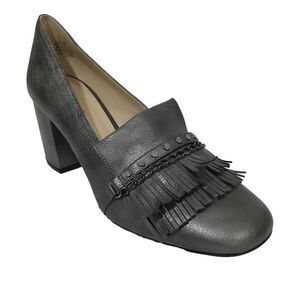Nine West Leather Pewter Fringe Detail Pumps Size 9M
